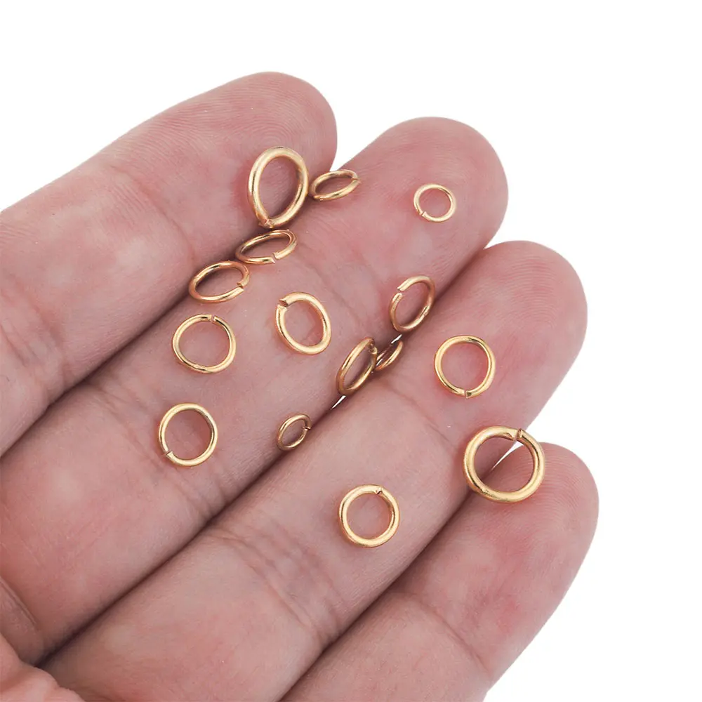 100pcs Lot 4 6 8 10mm Gold Stainless Steel Jump Rings Open Split Ring Connectors for DIY Jewelry Making Supplies Wholesale Items