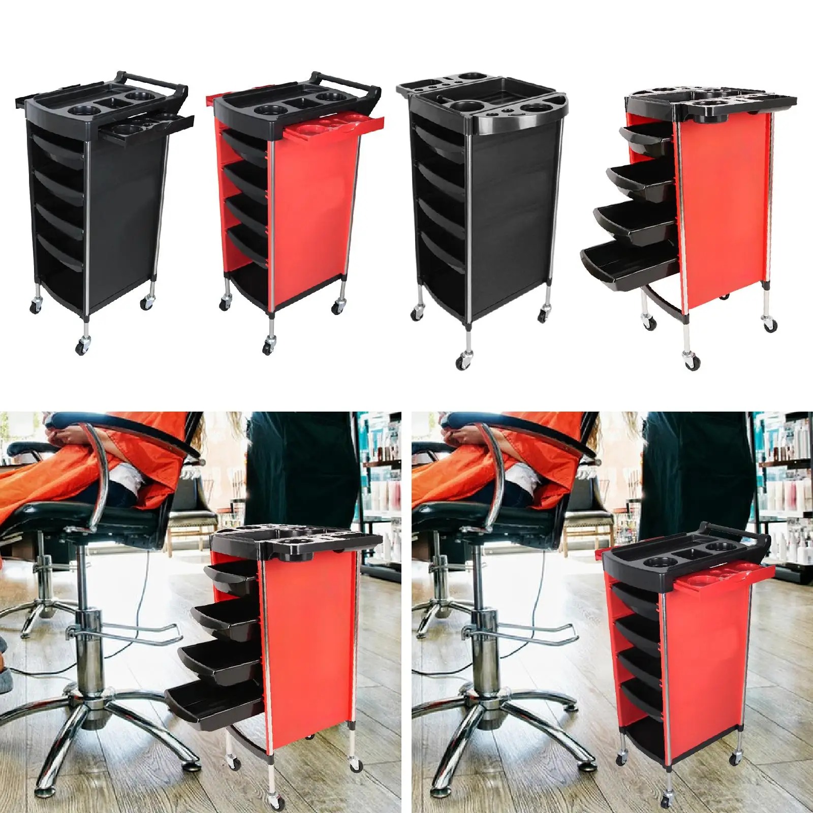 

Salon Trolley Cart with 4 Drawers Reusable Multipurpose Professional Space Saving Portable Beauty Tool with Wheels Rolling Cart