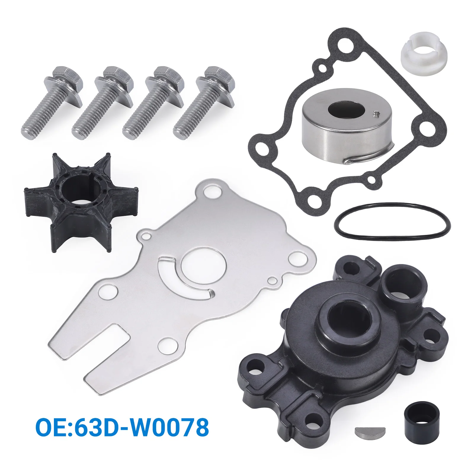 OE 63D-W0078 Marine Water Pump Repair Kit For Yamaha Outboard 40 50 60HP 2/4-Stroke F40 F50 F60 1995-2020 Engine Water Pump Kit