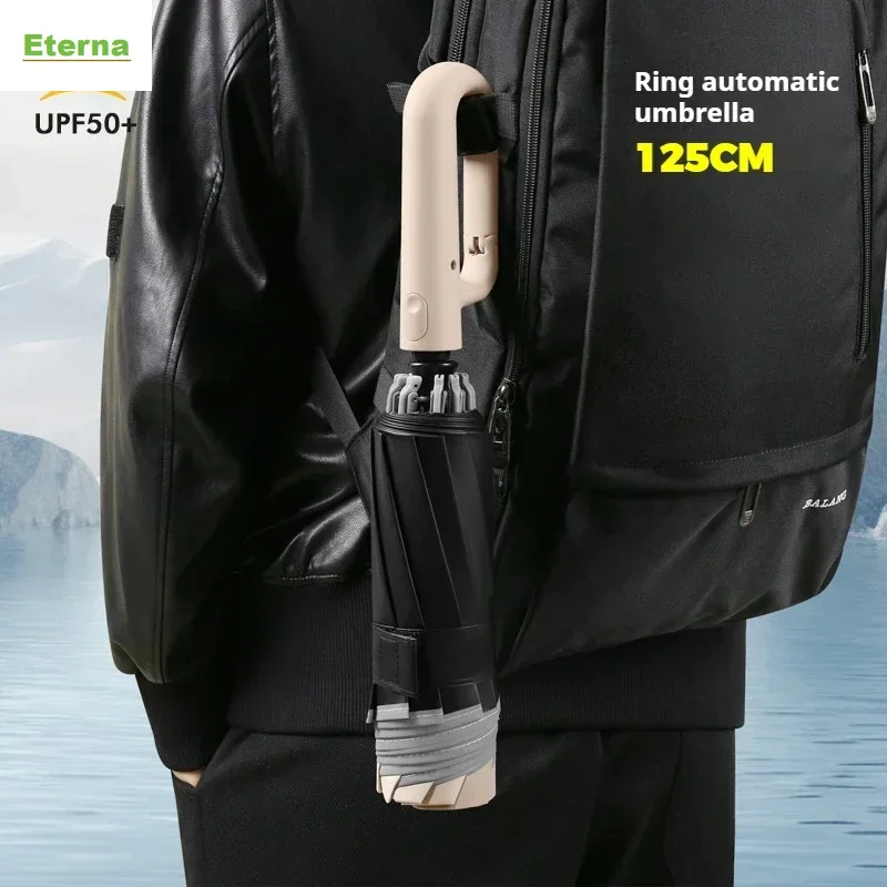 Fully Automatic 10 Ribs Folding Umbrella Ring Buckle Extra Large Reinforced Sunshade Double for Men Women