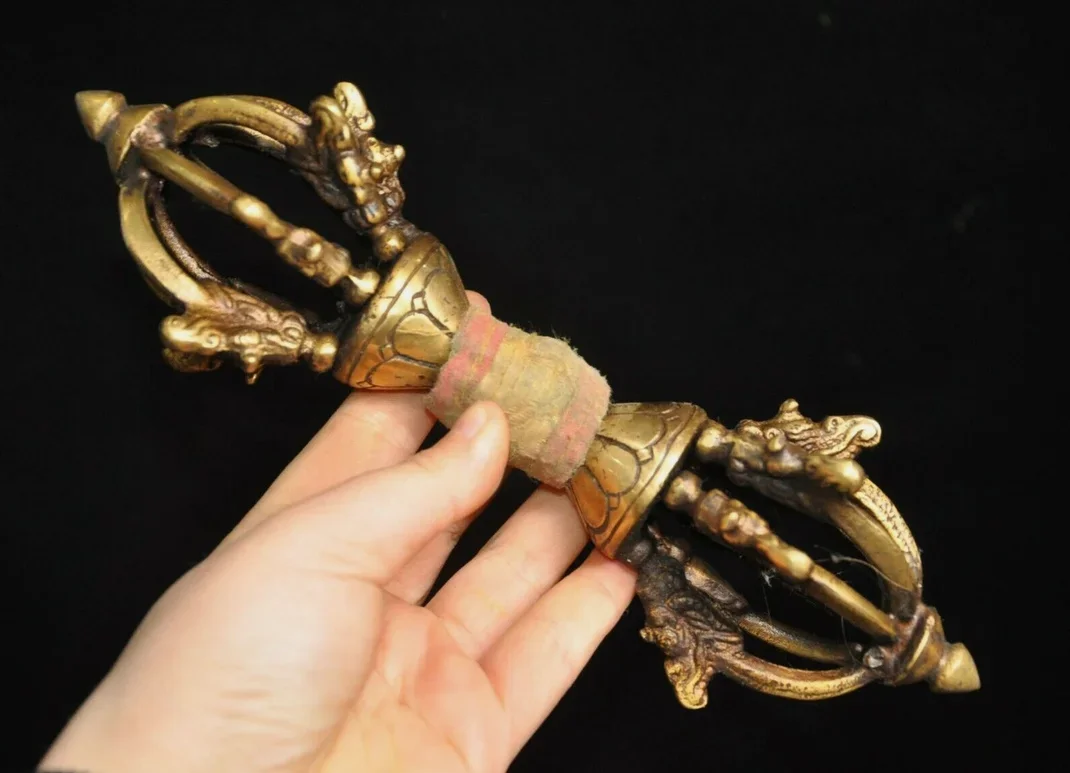 9.2" Tibetan Buddhism bronze Vajra Dorje Phurpa Exorcism Talisman faqi statue view 5