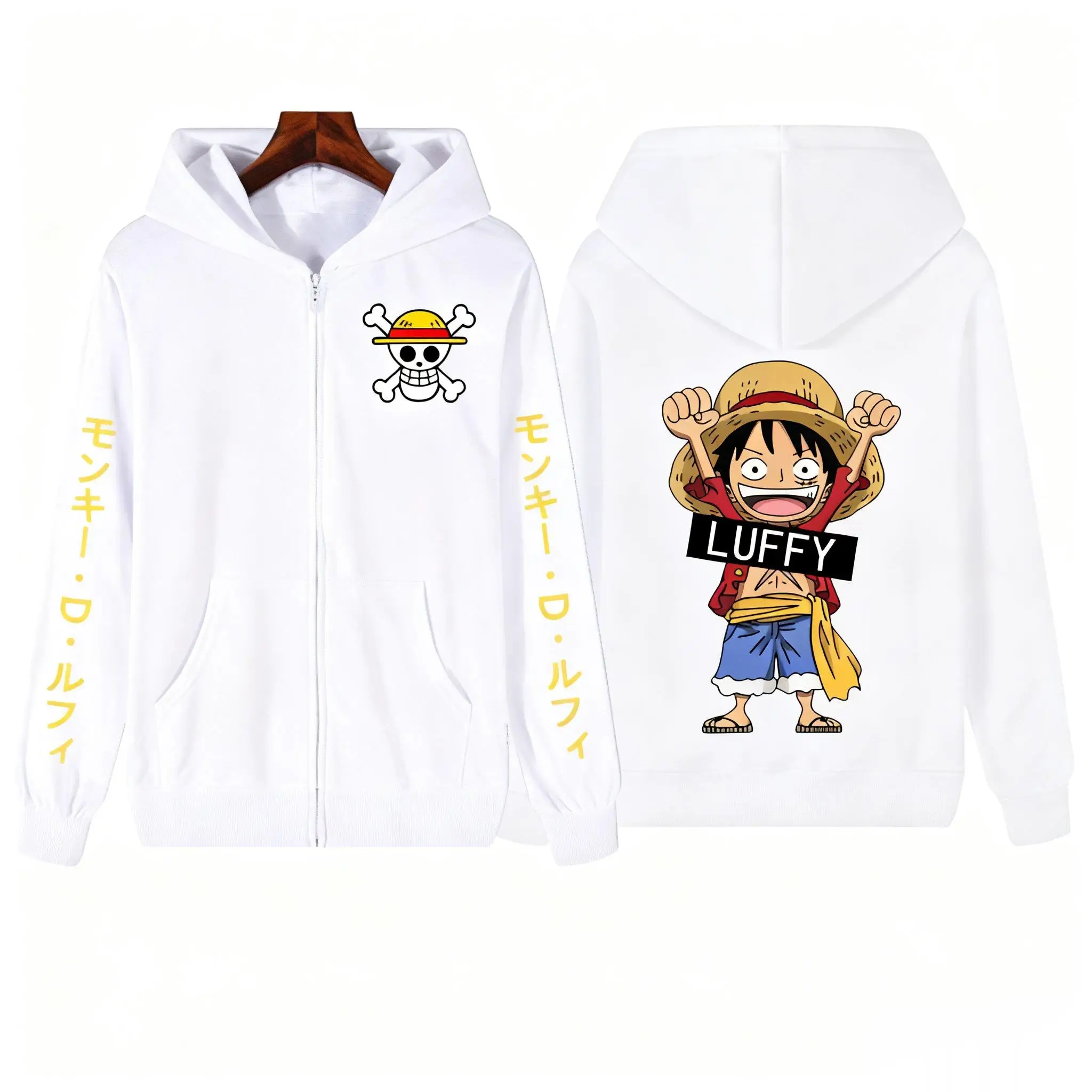 Übergroßes One Piece Ruffy Anime Zip Up Kapuzenpullover Männer Frauen Streetwear Casual Langarm Pullover Jacke Herbstmode
