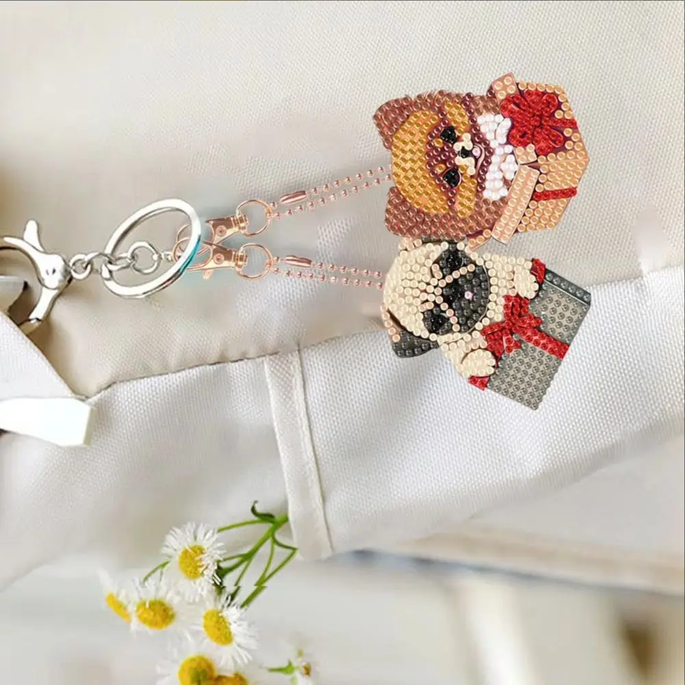 

DIY Diamond Painting Keychain Cartoon Cute Puppy Series Mosaic Embroidery Pendant for Adult & Kid Handbag Purse Decoration