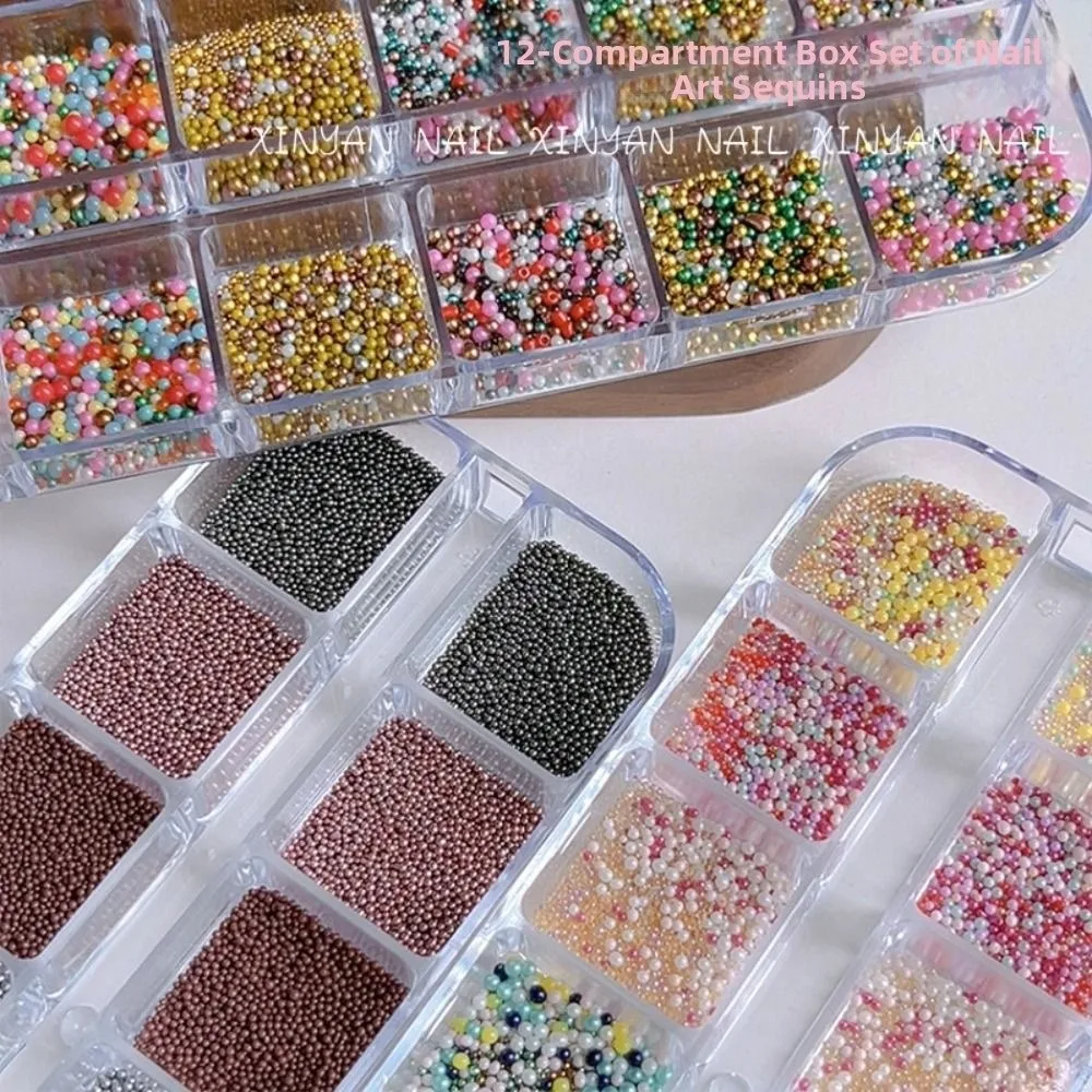 Hot Vintage Mini Beads Nail Charms Round Colorful Dopamine Nail Art Decorations Metal Micro Steel Balls For DIY Manicure Nails