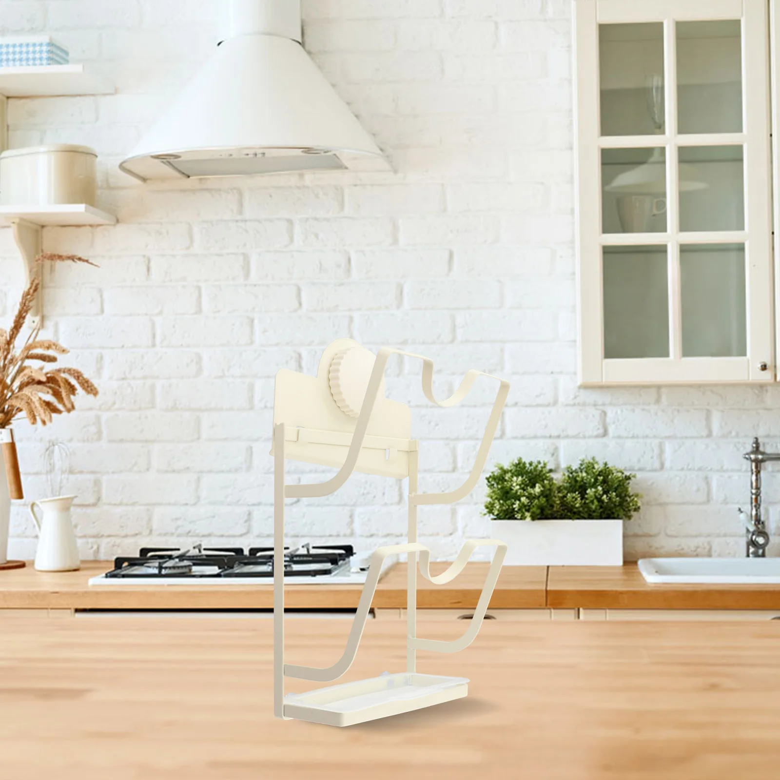 Space Saving Wall Mounted Pot Lid Rack With Drain Tray U Shaped Design For Kitchen Cabinet Door Sink Storage Organizer Tool