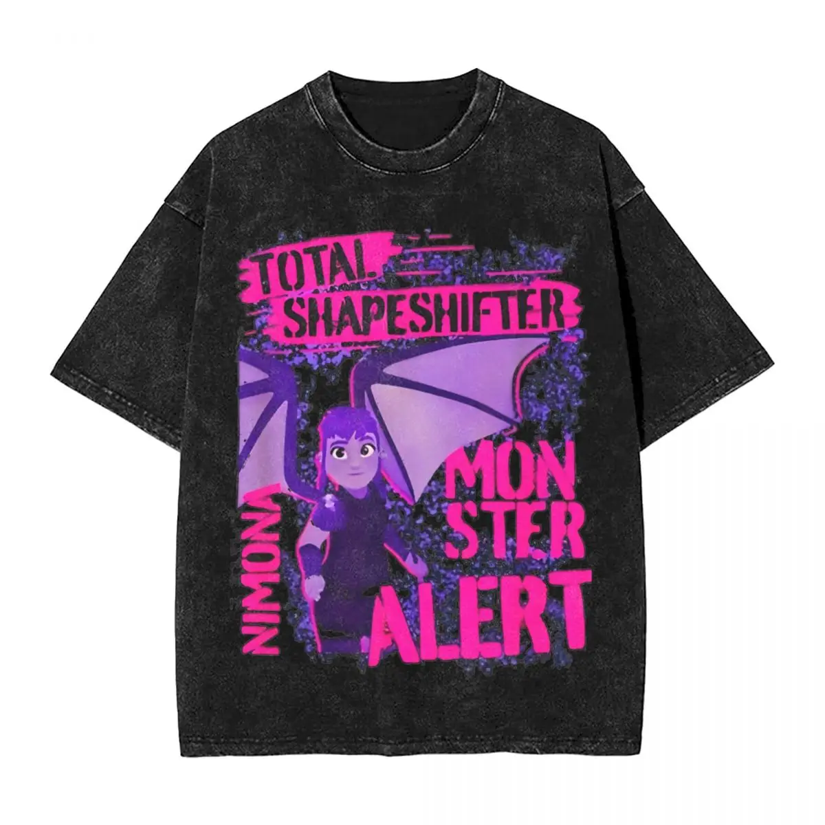 

Nimona Total Shapeshifter Monster Alert Washed T Shirt Streetwear T-Shirts for Men Women 100% Cotton Tees Oversize Printed Tops