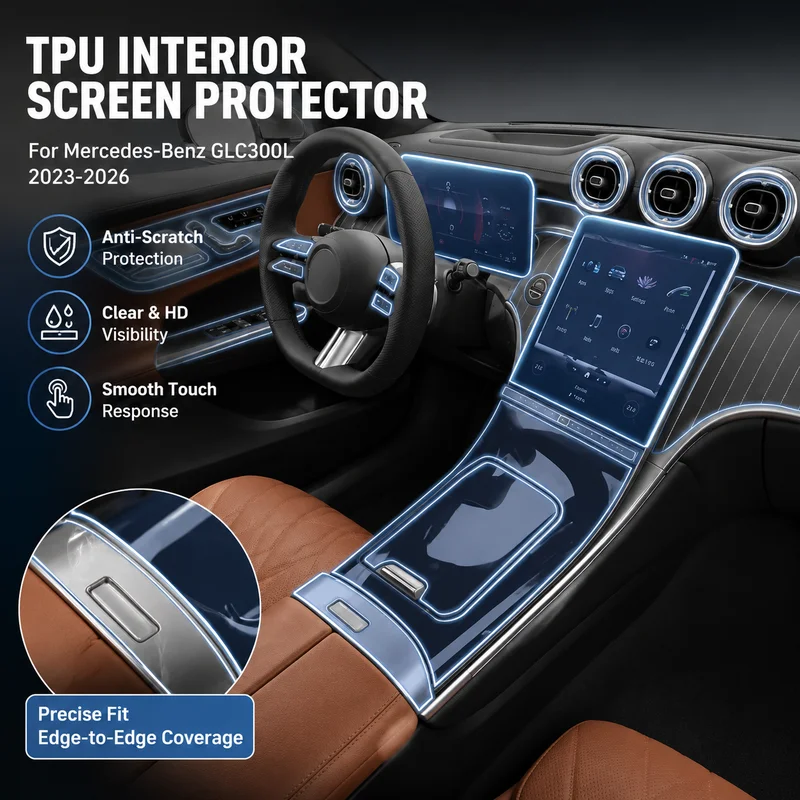 

TPU Interior Screen Protector Film for Mercedes-Benz GLC300L 2023-2026 - Dashboard, Navigation & Instrument Cluster Anti-Scratc