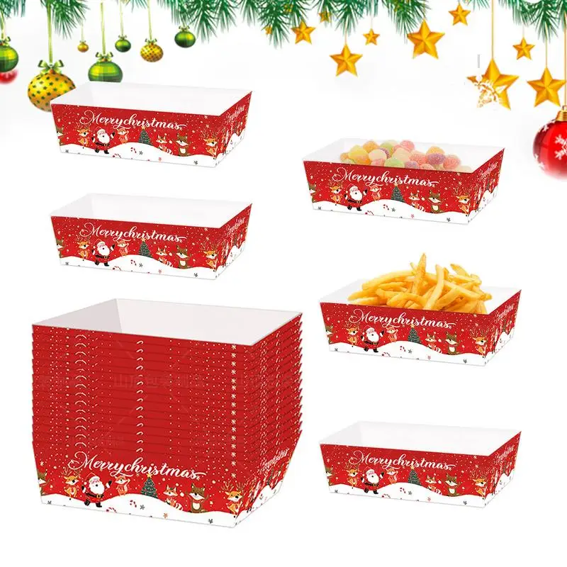 

Christmas plate paper snack paper tray food tray Christmas paper food snack tray paper food tray for home holiday decoration