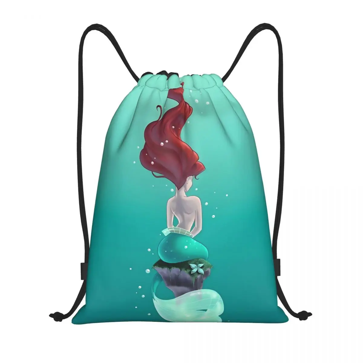 

Custom The Little Mermaid Drawstring Backpack Bags Women Men Lightweight Animation Gym Sports Sackpack Sacks for Shopping
