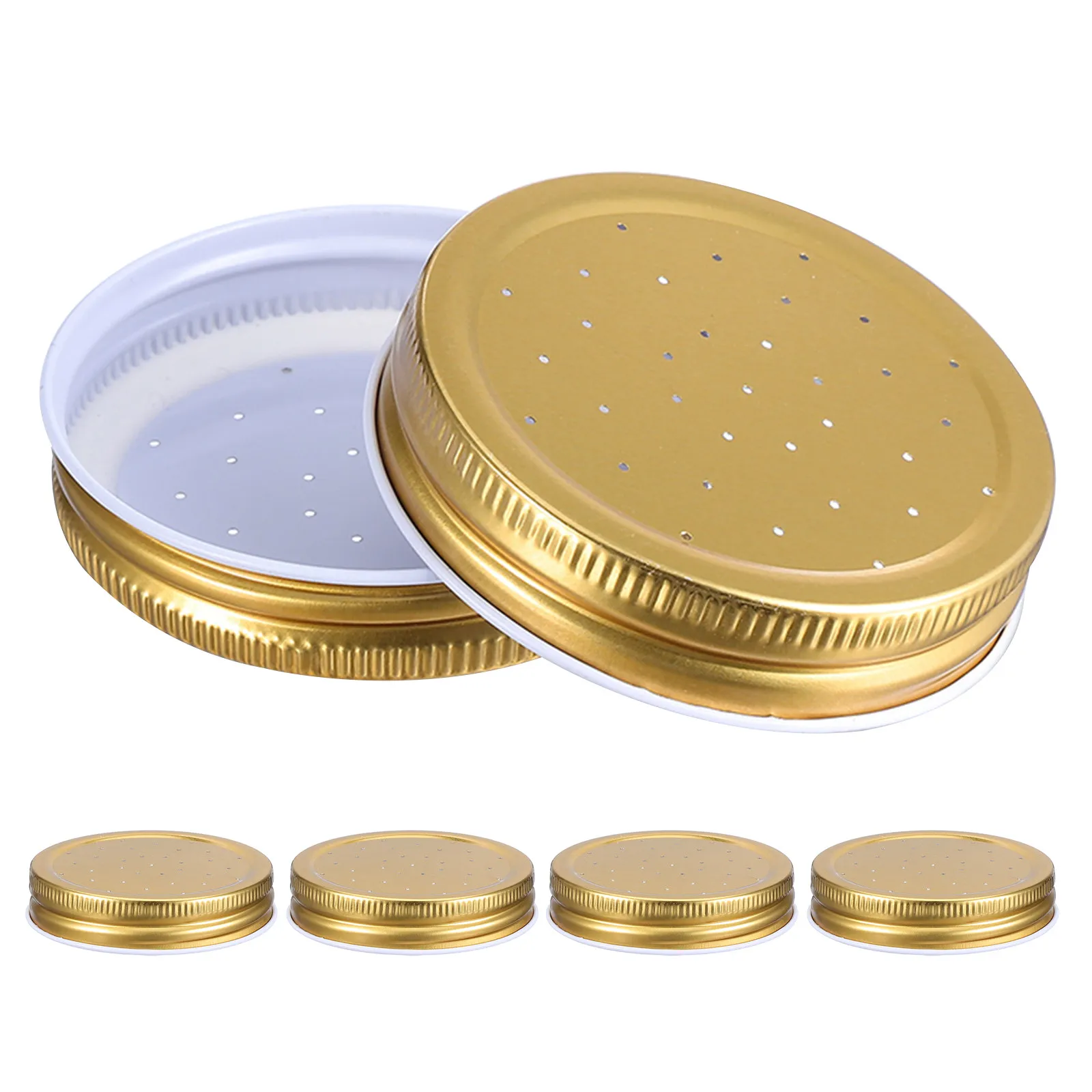 6Pcs Mason Jar Bee Feeder Lid Metal Entrance Cap Perforated Sugar Syrup Feeder Beehive Watering Station Beekeeping Tools