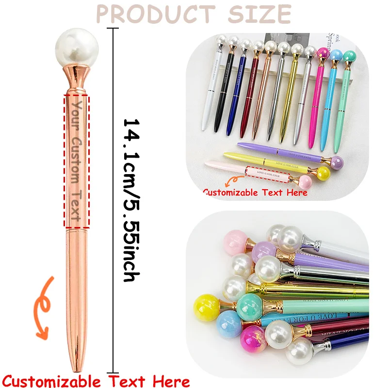 24PCS Customizable Pens Corporate Gift Pearl Elegant Ballpoint Pens for Wedding Custom Metal Promotional Pens for Advertising