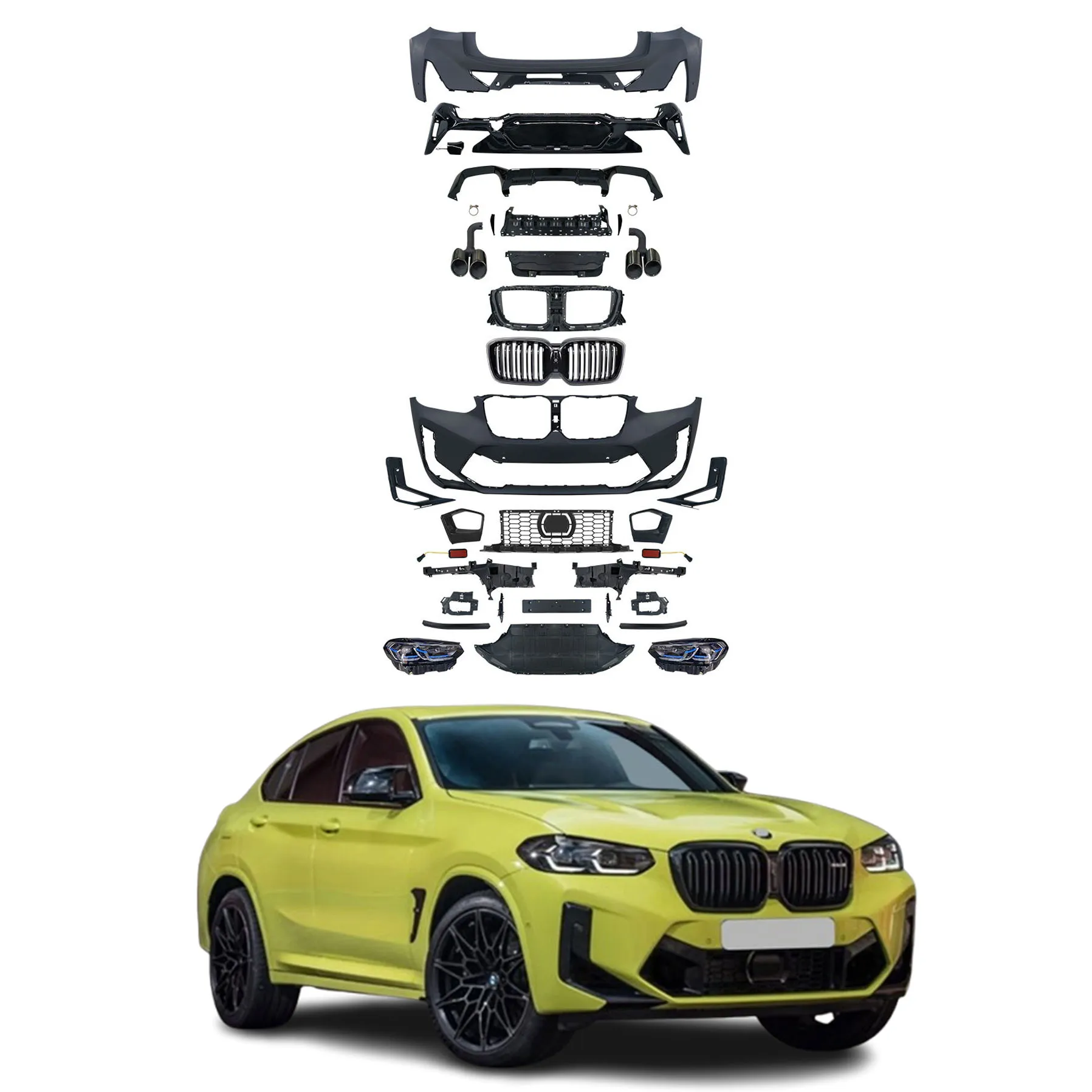 

X4M Style Body Kit for 2018-2021 BMWsX4 G02 Upgrade High Quality X4M Front BumperRear Bumper Grille Perfect Fit Kits for bmws X4