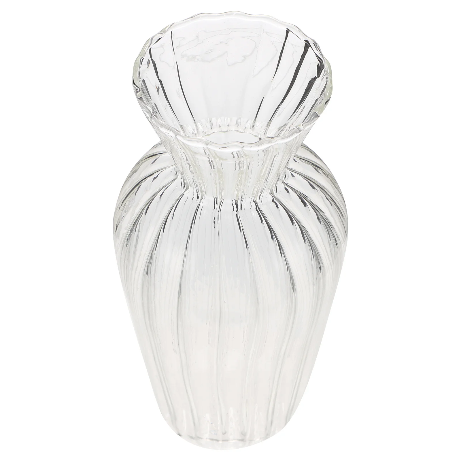 

Striped Glass Vase Compact Decorative Hydroponic Flower Vessel Tabletop Water Plant Container Adornment Striped Glass Vase