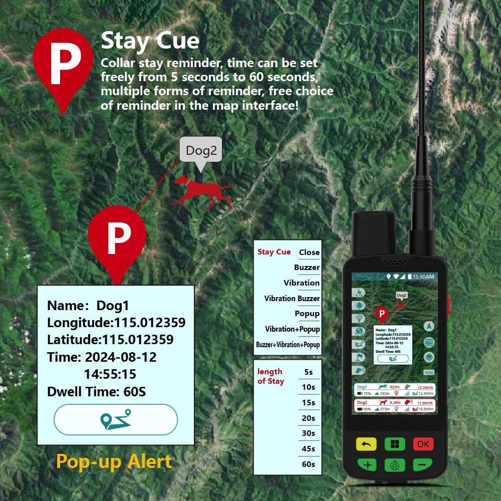 ESEEK Handheld GPS Hound Tracker Waterproof Pet Tracker 4G Network Android OS GSM GPRS GLONASS Beidou AGPS Plastic IP68