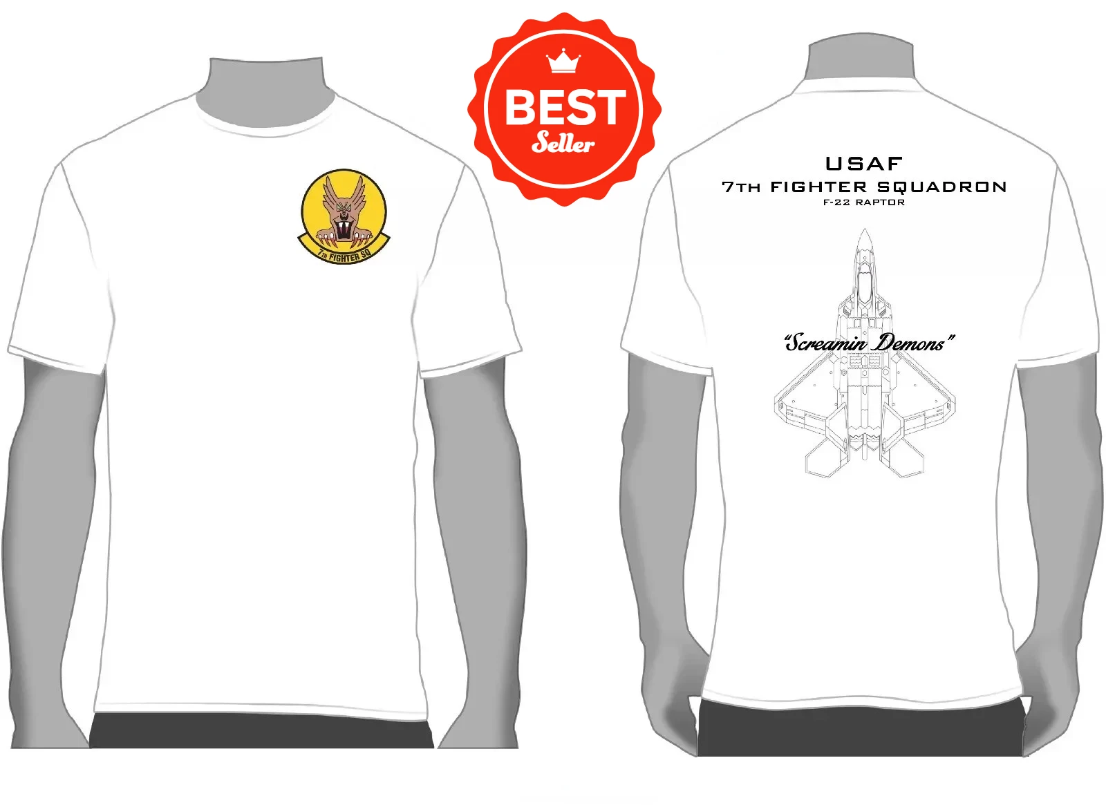 USAF 7th Fighter Squadron F-22 Raptor Stealth Fighter T-Shirt New 100% Cotton O-Neck Short Sleeve Casual Mens T-shirt Size S-3XL