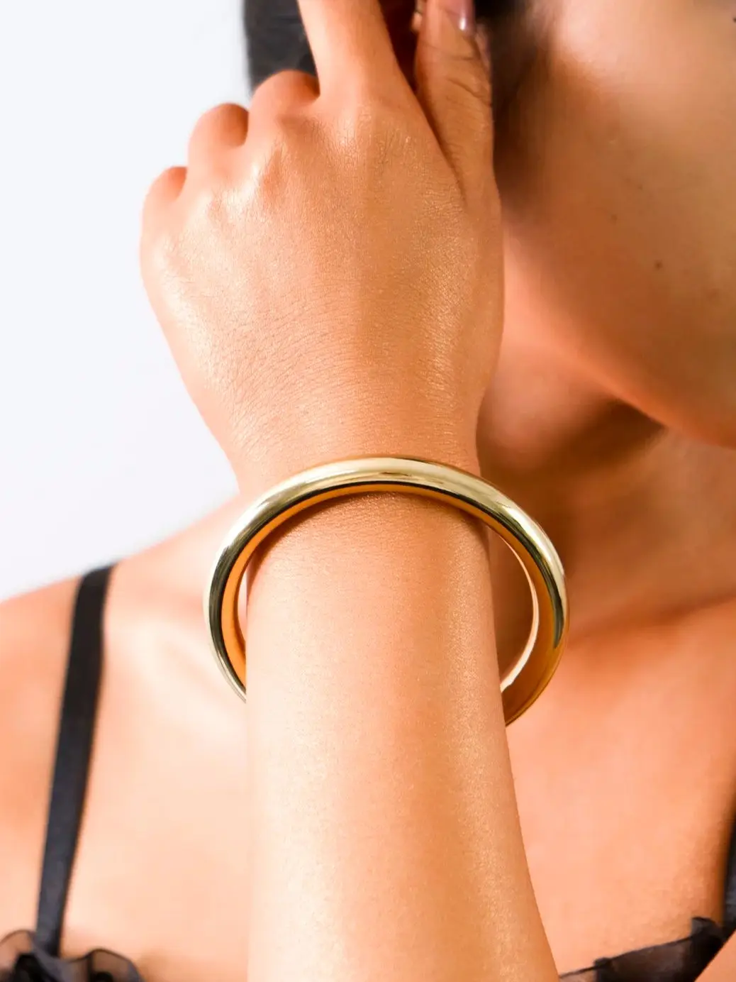 May@RZ Simple Chinese Style Stainless Steel Bracelet 14K Gold Plated Women\'s Jewelry Fashion Daily Wear Bracelet