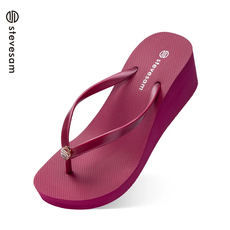 6cm Steevesam slope heel flip-flops for women 2023 summer new style casual fashionable thick soled beach sandals