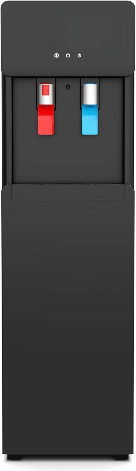 Touchless Bottom Loading Cooler Dispenser-Hot & Cold Water, Child Safety Lock, Innovative Slim Design, Holds 3 or 5 Gallon Bottles，Black