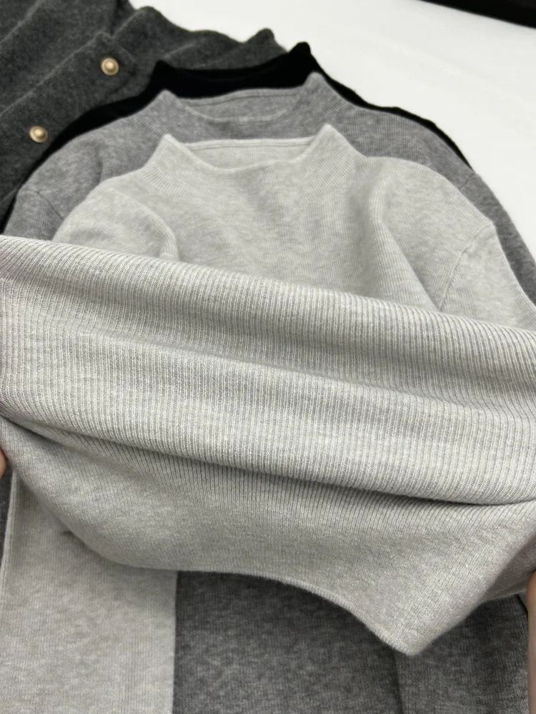 Base da donna morbida e delicata sulla pelle irt f Collo alto Top lavorato a maglia dimagrante Inverno lungo Sve Sweet Sle Design semplice