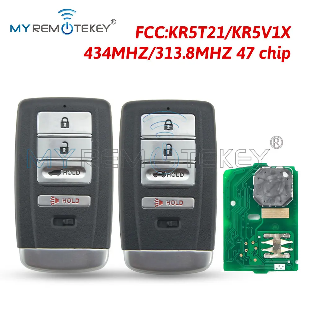 MYREMOTEKEY Smart Key 4 Button Trunk 434Mhz 313.8Mhz 47 Chip for Acura ILX TLX RLX MDX RDX 2016-2022