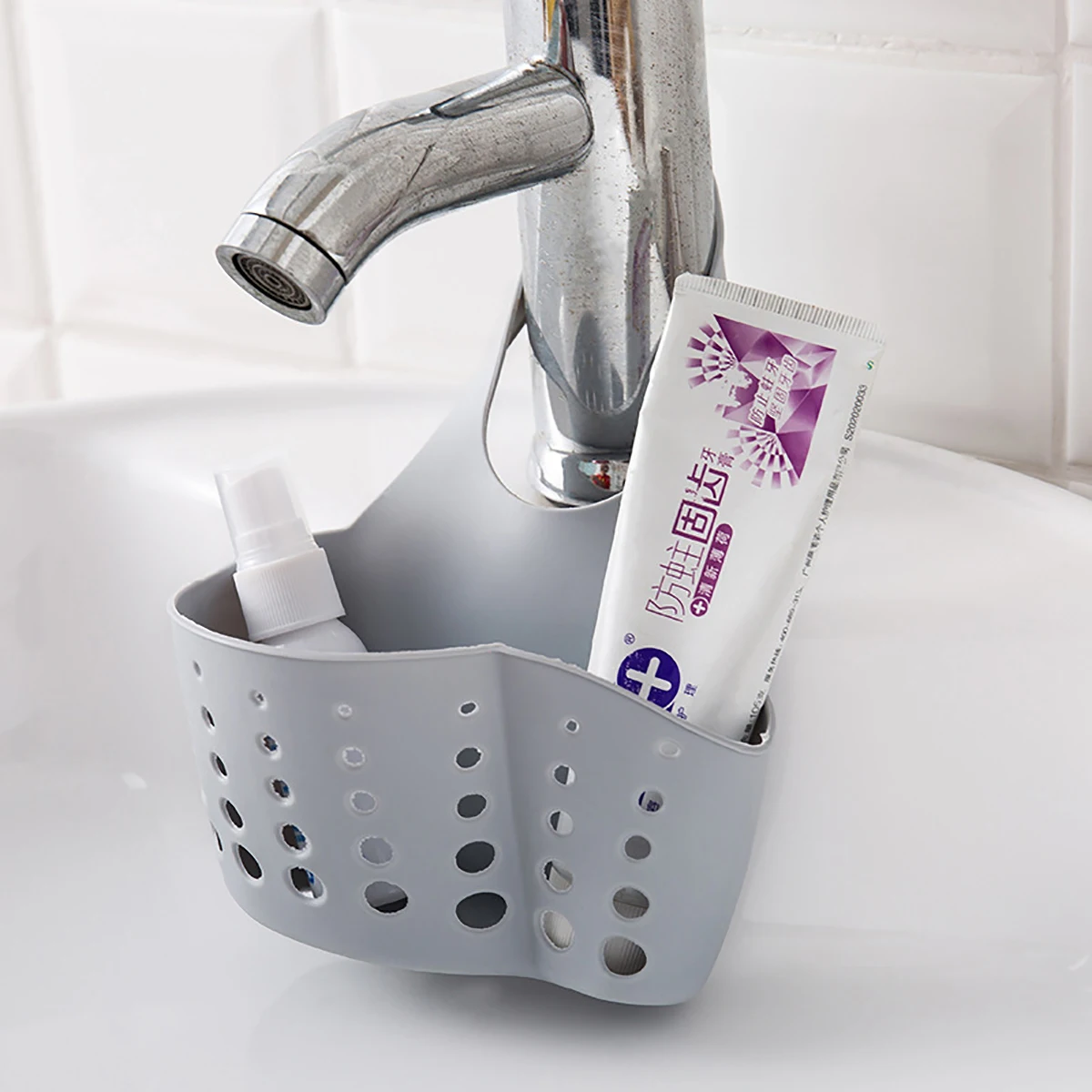 Adjustable Sink Storage Drain Basket Plastic Bag Useful Things For Kitchen Accessories Soap Sponge Hanging Organizer Storage