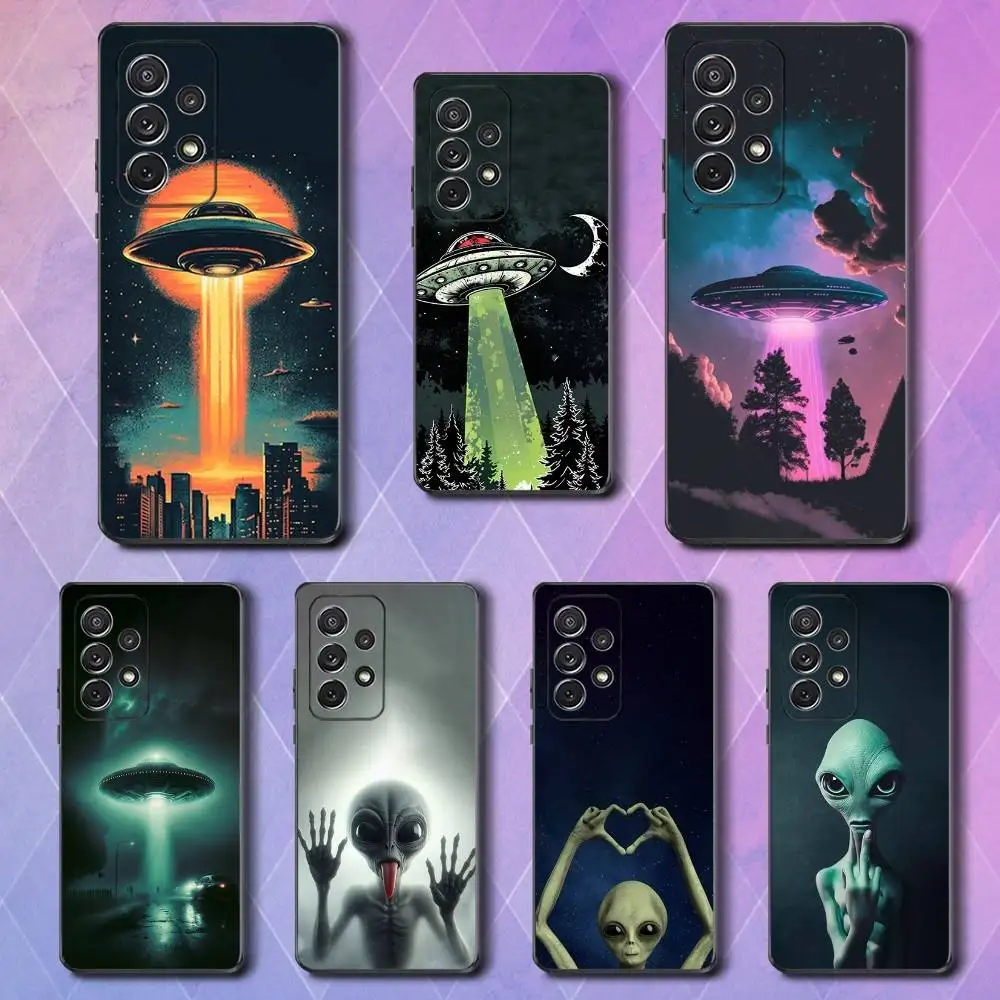 

Space UFO Alien Funny Thing Phone Case For Samsung S25,S24,S23,S22,S21,S20,S10,Ultra,Plus,Lite,FE,Soft Silicone Black Cover