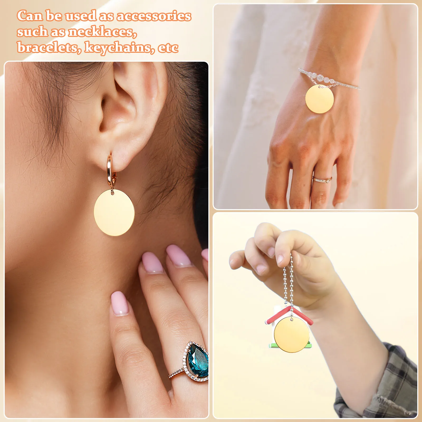 10 pçs de aço inoxidável redondo em branco pingente encantos disco plano para fazer jóias gravura carimbo chaveiro plana redonda encantos