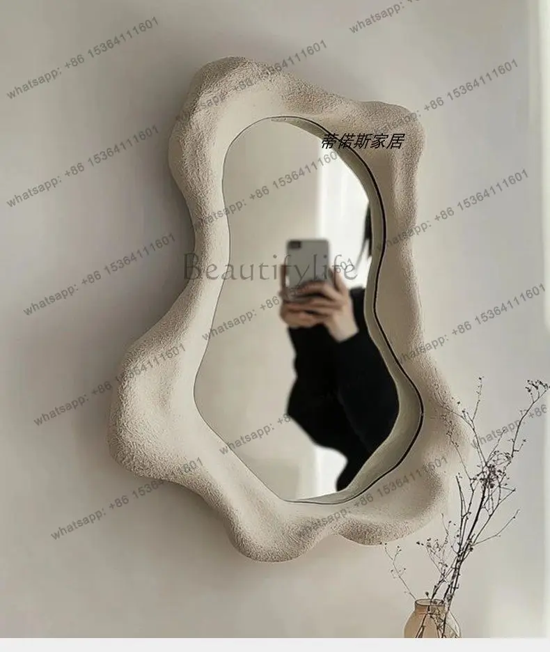 YJ Decorative mirror Nordic irregular light luxury wall hanging art makeup mirror creative special-shaped bathroom high-end