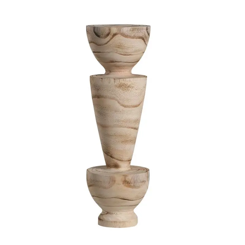 Vintage log wind geometric art stacked wood ornament