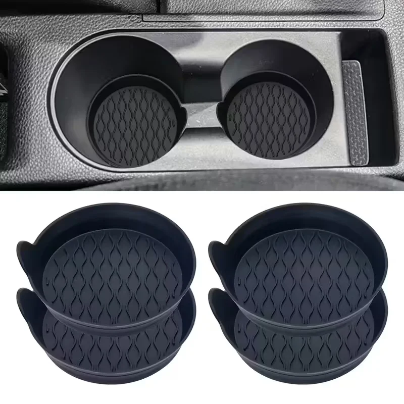Porta-copos de carro de silicone de 2 peças – antiderrapante, resistente ao calor, acessórios interiores, opções cinza e preto