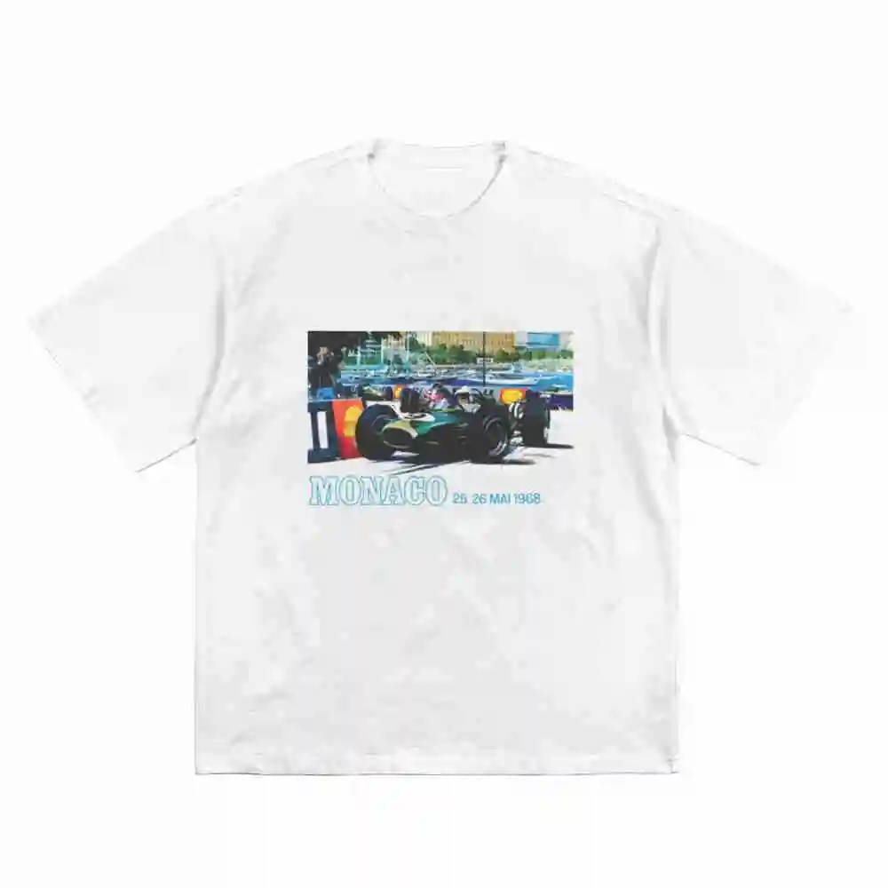 1968 Monaco Grand Prix Vintage Short Sleeve Tee 100% Cotton T-Shirt