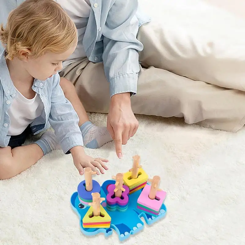 Trieur de formes pour tout-petits, jouets Montessori pour enfants d'âge alth, jouets de tri et d'empilage en bois pour enfants de 1 à 3 héros de documents