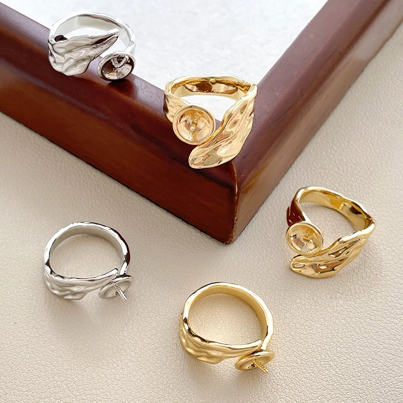 3 Pieces  Brass Plated with Genuine Gold  Baroque  Irregular  Ring Holder  DIY Makes Fashionable Jewelry Accessories Materials