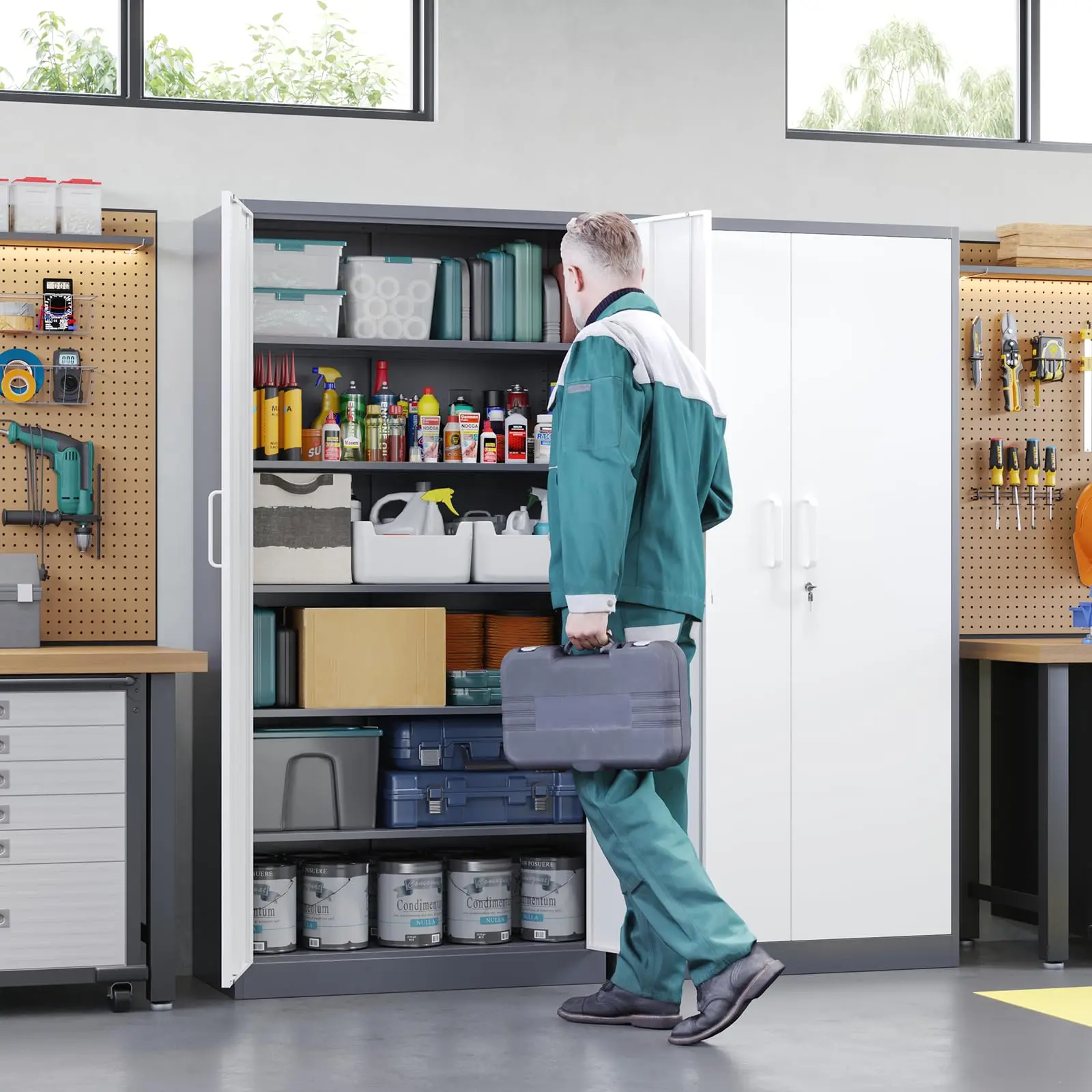 Metal Storage Cabinet with Lock Door, 71