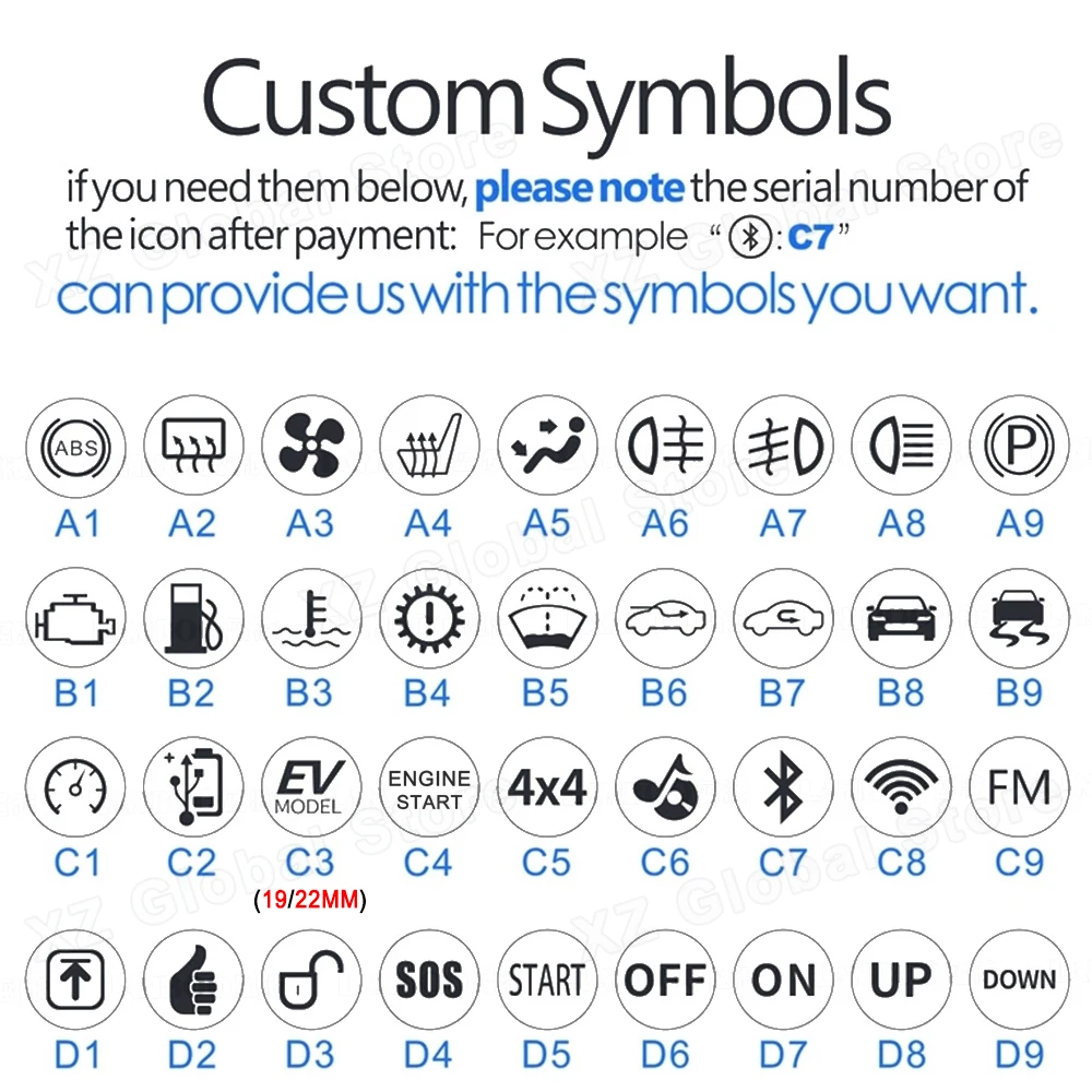 16mm Black Metal Shell Push Button Switch LED Ring Custom Pattern Car DIY ON/Off for 5/8 Inch Mounting Hole Red Green Blue White