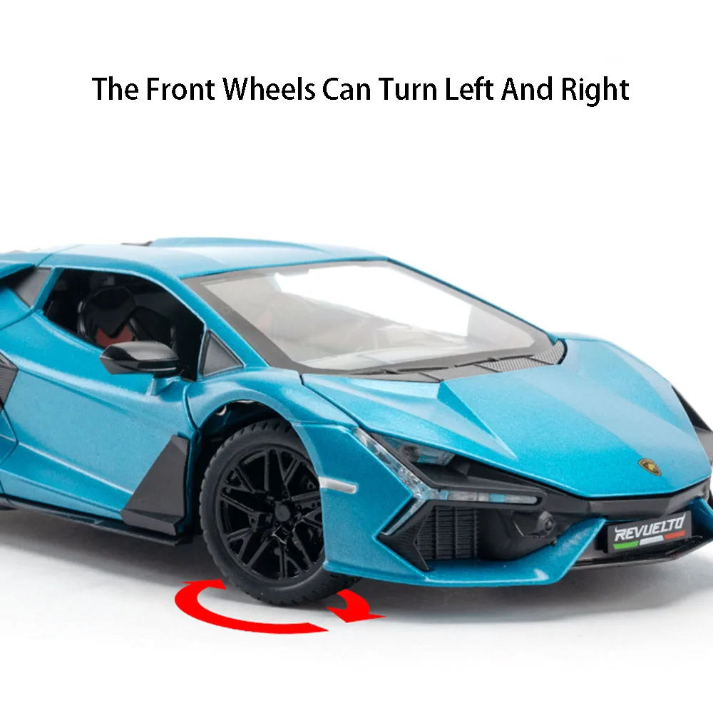 1:24 REVUELTO aleación Diecast modelo coche juguetes coches deportivos 4 puertas abiertas tirar hacia atrás sonido luz vehículo de carreras Festival regalo para niño