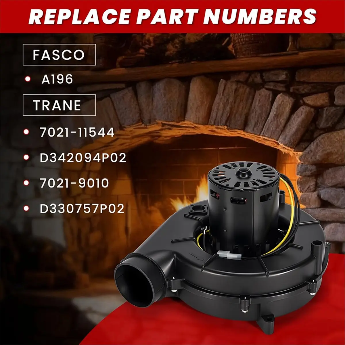 STOCK- A196 7021-11544 Furnace Draft Inducer Exhaust Vent Venter Blower Motor for A196, Trane D342094P02, D330757P02