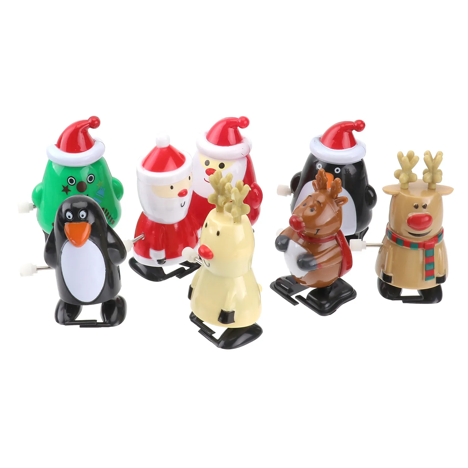 Juego de 8 Muñecos de Cuerda de Navidad para Niños, con Diseño de Dibujos Animados, Papá Noel, Muñeco de Nieve, Pingüino, Alce, Regalo Educativo para las Fiestas