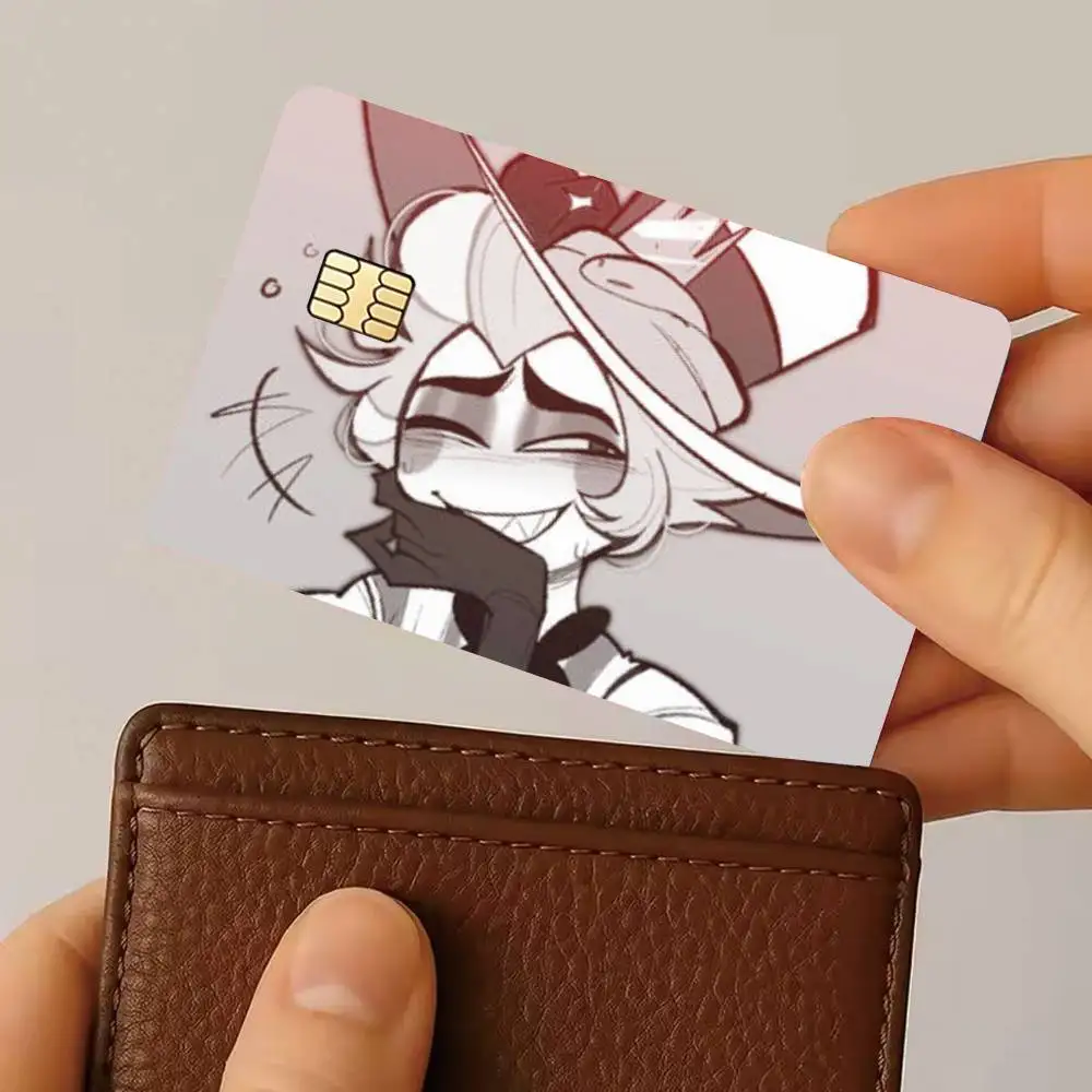 H-Hazbin Hotel Lucifer  Credit Card HD Stickers Game Card Decal Small Chip Waterproof Sticker Gift