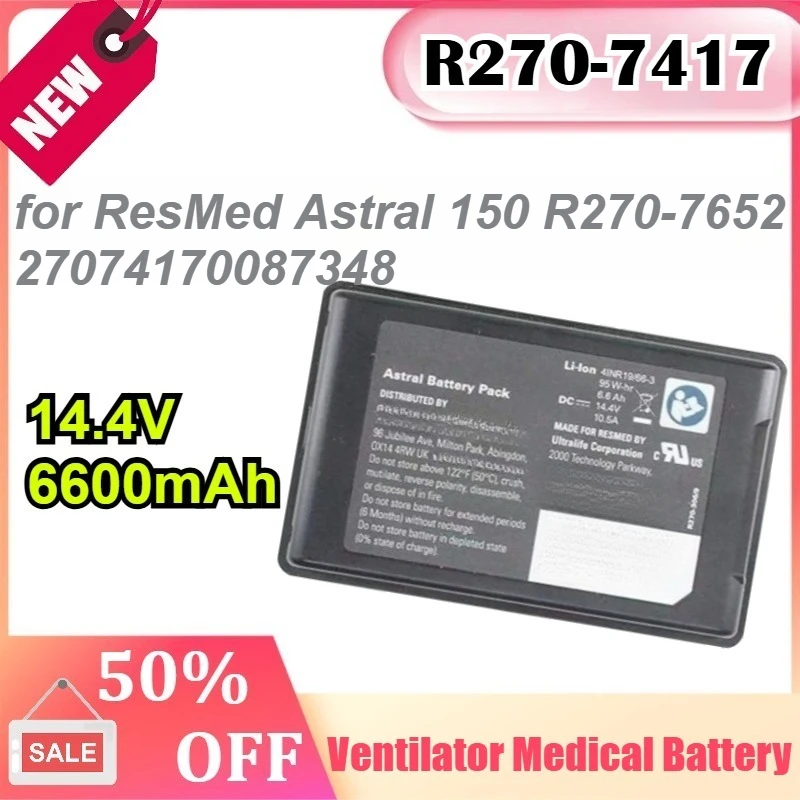

Аккумулятор медицинский R270-7417 14.4V 6600mAh для ResMed Astral 150 R270-7652 27074170087348 (для вентилятора)