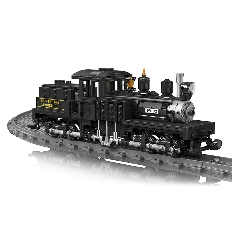 Mould King Shay-Type Steam Locomotive Building Set with LED Remote/App Control Model Train Block Kit with Tracks Toy for Kids