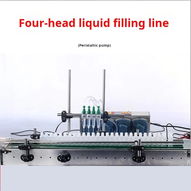 4heads Peristaltic Pump Filling Machine Fully Automatic Liquid Filler With Conveyor Perfume Essential Oil Fragrance Oil Diy-t400