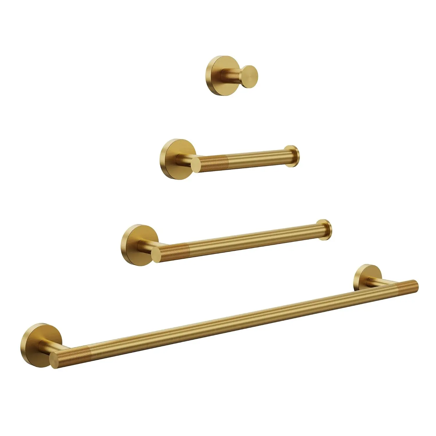 

Brushed Gold Bathroom Hardware Set,Knurled SUS304 Stainless Steel Towel Bar Ring Robe Hook Paper Holder Wall Mounted,Customized
