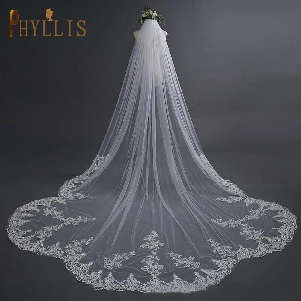 B36 2 Layer Sluier Kathedraal Bruiloft Sluier Met Kant Bridal Hoofddeksels Vail Geborduurde Bruidssluier Double Layer Sluier Voor De bruid