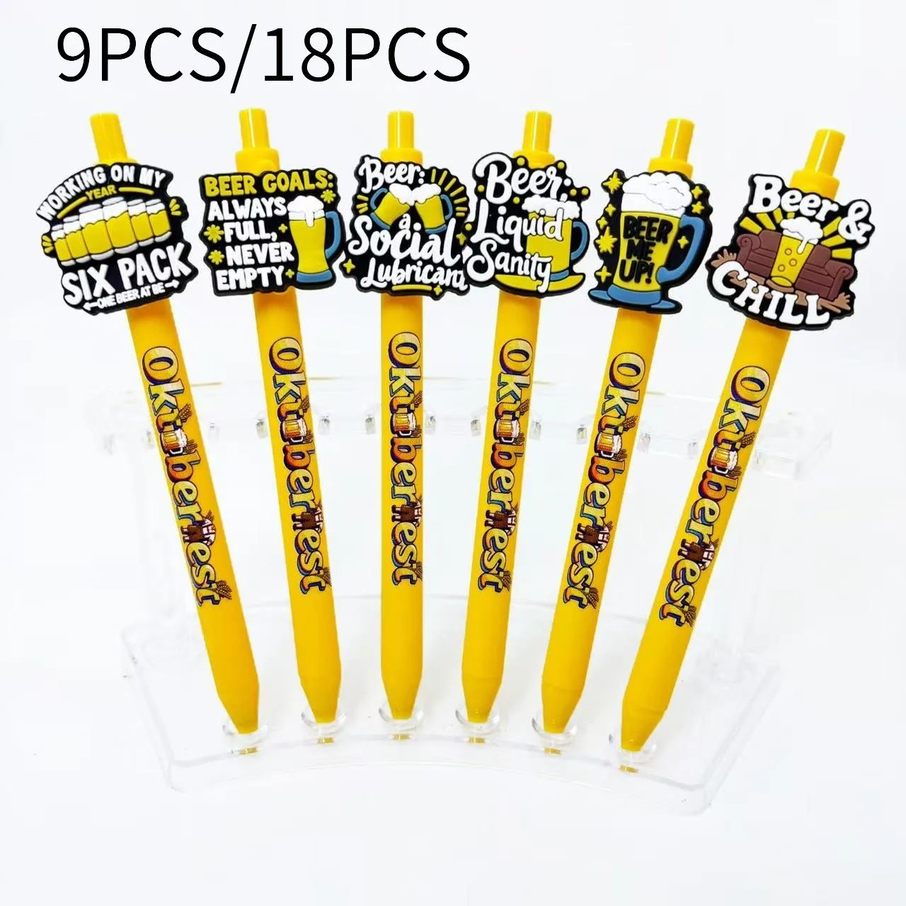 9pcs/18pcs Creative Munich-themed Ballpoint Pens, Wheat Beer Festival, Student Writing Gift Pens