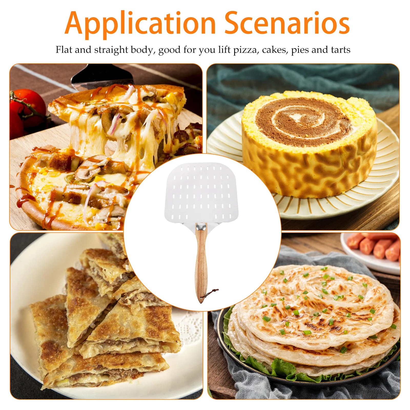 

Aluminum Pizza Spatula Peel Wood Handle Cake Lifter Non-Slip Lightweight Easy Clean Baking Tool Kitchen Party Transfer Shovel