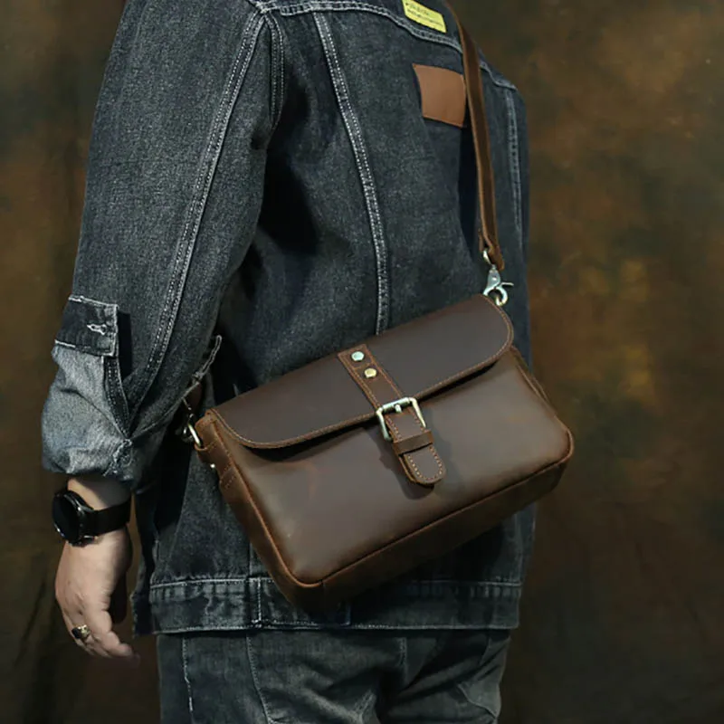 Luufan Vintage Leather Men's Shoulder Bag Genuine Leather 7.9