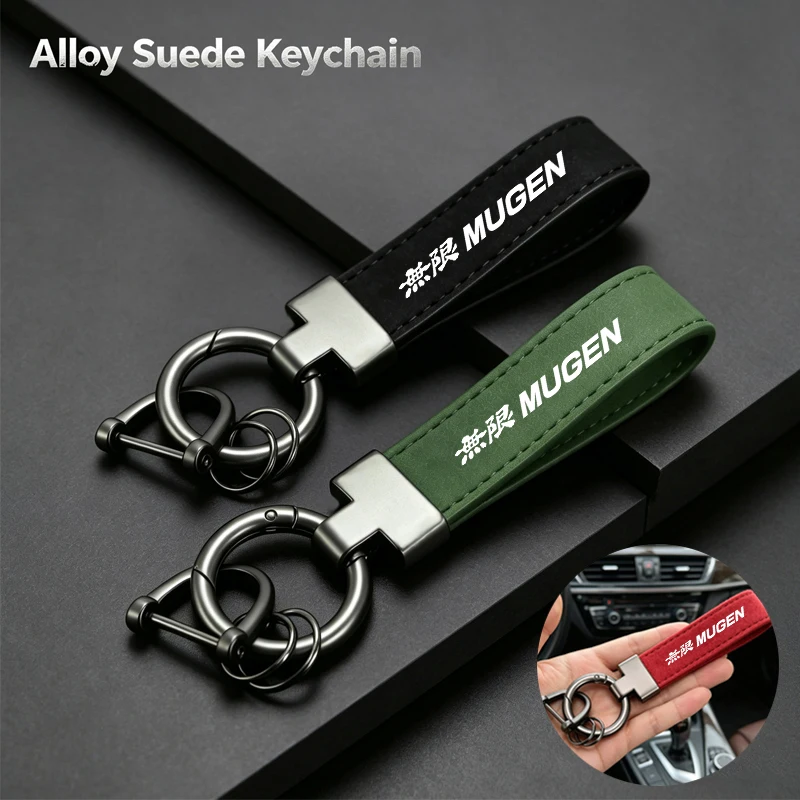 Modischer Luxus-Schlüsselanhänger aus Wildleder und Legierung für Honda Civic FK7, Fit FK2, Mugen FK8, Type R, Accord, CRV – Autozubehör