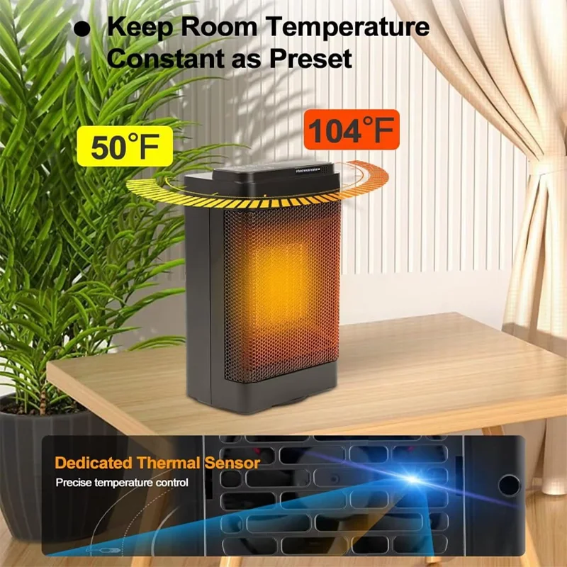 LED Touch Screen PTC Ceramic Heating Technology Electric Upright with Remote Control Home 3 Speed ​​Heater Fan Desktop Heater