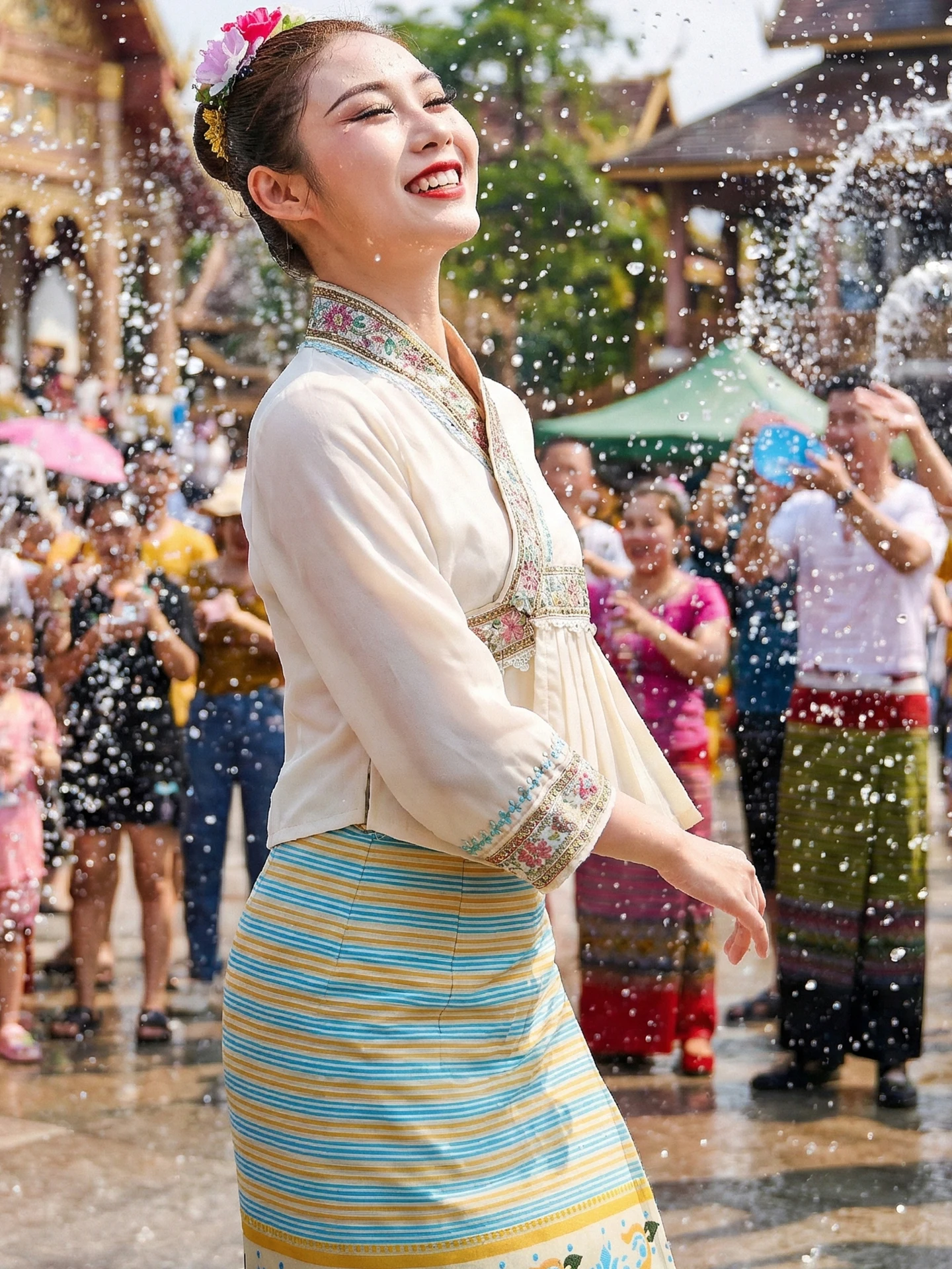 

Adult Tai Ethnic Women's New Sle Yunnan Xiuangbanna Exotic Ethnic Skirt Dance Performance Clothing Polyester Fabric